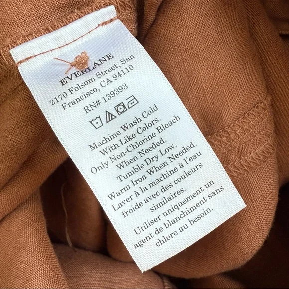 Everlane Linen Side Button Jumpsuit Brown Sz 6 - Picture 10 of 11